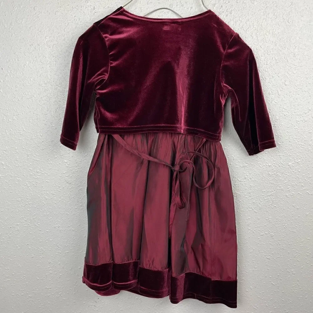 Vintage Glitter Wear Matching Red Velour Cardigan and Formal Dress Size 6 EUC